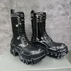 Masculino feminino artesanal bulldozer 8 cm de sola grossa Couro Genuíno Graffiti Gear Tank Boots