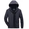 Men's Jackets KOODAO Jacket Plus Size Clothing Fashion Coat Hooded Polyester For Spring And Autumn Black/Green/Khaki/Blue/Grey