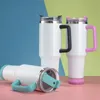 Tazze per bicchieri con altoparlante musicale a sublimazione da 40 once con manico Tazze da caffè isolate sotto vuoto in acciaio inossidabile Bottiglia d'acqua Altoparlante Bluetooth senza fili impermeabile