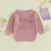 Abrigo de plumón para niña, suéteres de Navidad, jersey de punto con bordado de letras de manga larga, Tops infantiles 231207