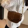 Evening Bags Vintage Shoulder Crossbody Bags for Women Winter PU Leather Small Women's Saddle bag Fashion Handbag Chain Black Brown 231207