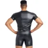 Maglietta da uomo nuova T-shirt a maniche corte finta Camicia dimagrante maschile Body Shaper Vita Trainer Corsetti Intimo modellante in pelle