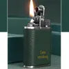 High-end pure hand-sewn leather case kerosene lighter classic grinding wheel open flame windproof men's holiday gift