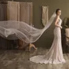 Veli da sposa lunghi semplici e solidi in tulle Bianco avorio Colore Uno strato Veli da sposa romantici con pettine Accessori per capelli velo da sposa moda CL3017