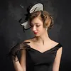 Headwear Hair Accessorie Chic Sinamay Fascinator Hat Cocktail Wedding Party Church Headpiece Fashion Formal Feather 231207