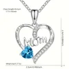 Colorful 1pc Rhinestone Decor Heart-shaped Lettering Pendant Necklace, Exquisite Holiday Birthday Gift for Mom From Daughter