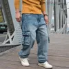 Women s Jeans Fashion Cargo Pants Men Casual Hiphop Trousers Straight Loose Baggy Streetwear Denm Large Size Retro Distressed Pocket 231206