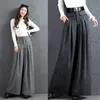Women's Pants s Autumn Winter Woolen Blend Culotte Elegant High Waist Wide Leg Pant Baggy Korean Fashion Pantalones Oversize Belt Trouser 231206