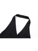 女性のベストザダタファッショナブルで汎用性の高いソリッドカラーパーソナライズされたベルト付きホルターネックセクシーバックレスVネックベスト