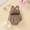 Kläder sätter sommarfödda baby flickor kläder set våffla ärmlös båge leopard tryck topp shorts barn barn 2 3 6 9 12 18 24 månad år