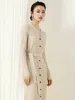 Casual Kleider Winter Gestrickte Pullover Kleid Vestidos Frauen V-ausschnitt Tasten Vintage Party Mini Elegante Chic Robe Femme ES G773