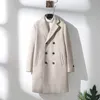 Heren Wolmix Heren Winter Dikke Warme Trenchcoat Double Breasted Wollen Jassen Luxe Zakelijk Lange Slim Fit Mannelijke Trenchcoat Overjas M-3XL 231206