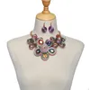 Baumelnde Ohrringe im afrikanischen Stil, handgefertigt, Aluminiumdraht, Glas, Blumen-Anhänger, Halskette, Modeschmuck, Kette, Halsband-Set für Frauen, Geschenke