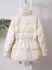 Mulheres Coletes Fitaylor Inverno Mulheres Pato Branco Para Baixo Casaco Feminino Gola Entalhada Dupla Breasted Casual Lady Drawstring Puffer Outwear 231207