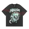 Summer Men Womens Hellstar T Shirt Rapper Wash Grey Heavy Craft Unisex Short Sleeve Top High Street Fashion Retro Men's T-Shirt US Size S-XL XR8