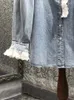 Kvinnors blusar Deinm Shirt Loose Patchwork Lace Pearls -knappar Broderade FLARES ELEGANT BLOUSE 2023 Summer Fashion 29L5259