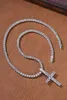 Collier pendentif croix Hip Hop 4mm 5mm Vvs Moissanite diamant chaîne de Tennis Sier pour femmes hommes bijoux