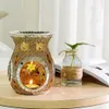 Decorative Objects Figurines Mosaic Glass Wax Melt Oil Burners Candle Holder Essential Oil Diffuser Decor 231206