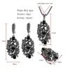 Conjuntos de joyería de boda marca Ajojewel Vintage para mujer cristal negro hueco flor collar pendientes anillo regalos únicos 231207