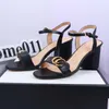 designer heels Classics Women shoes Sandals High Heel 7cm Sexy Women's Metal Belt Buckle Thick womandress