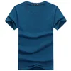Mäns kostymer A2298 Casual Style Plain Solid Color T-shirts Cotton Navy Blue Regular Fit Summer Tops Tee Shirts Man Clothing