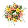 Decoratieve bloemen Daisy deur krans lente zonnebloem hangable 15 inch val voor outdoor decoraties veranda veranda