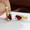 Boucles d'oreilles créoles pour femmes, breloques en Zircon violet, cristal de luxe, pierre ovale, couleur or jaune, mariage pour femmes