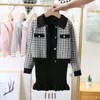 Clothing Sets Young Children s Set For Girls Autnmn Winter Cotton Lattice Jacket Knitted Slim Dress 2pcs Kids Teen Clothes 4 To12 231206