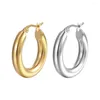 Hoop Earrings 1Pair Stainless Steel Sleek Circle Piercing Jewelry Accessories For Women Elegant Luxury Ear Cuffs Gifts
