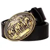 Riemen Mode mannen Lederen Riem Ridder Wild West Cowboy Stijl Hip Hop Rock Jeans Tailleband Metalen Gouden Gesp 231206