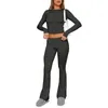 Kvinnors tvåbitar byxor Yoga Activewear Set Vintage-inspirerade sportkläder Slim Fit T-shirtbyxor med elastisk hög midja för Pilates