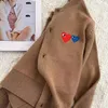 Große Kinder Auge Liebe Herz Stickerei Strickjacke alte Mädchen Strickpullover Outwear 2024 Frühling Teenager Langarm Freizeitkleidung Z5837