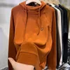 Kvinnors hoodies Stylish Hooded Drawstring Sweatshirts Female Clothing Cartoon Embroidery Autumn Winter Long Sleeve Casual Solid Color