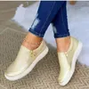 Dress Shoes Ladies Flat Fall 2023 Hit Zipper Wedge Ballet Fashion Pu Design Canvas Loafers Denim Round Toe Sneakers Plus Size 43 231207