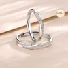 Cluster Ringe Mode Surround Förmigen Finger Für Frauen Glänzende Kristall Hochzeit Party Braut Einstellbare Schmuck Geschenk Paar