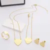 Top Quality Women Designer Ring Earrings Necklace Bracelets Stainless Steel Trendy Style 3 Colors Sets Heart Love Pendant Fashion 285M