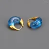 Stud Earrings High-grade Blue Resin U Character Personality Fashion Ear Buckle