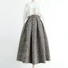 Röcke Faldas Mujer De Moda Mode Tweed Hohe Taille Für Frauen Elegante Jupe Koreanische Vintage A-linie Plissee Rock Winter Kleidung