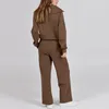 女性用2ピースパンツ快適なツーピース衣装スタイリッシュな秋の冬のコートズボンスーツセットラペルドローストリングエラスティックウエスト