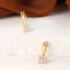 Hoop Earrings Minimalist Square For Women Champagne Gold Color Round White Zircon Wedding Small Ear Buckle Daily Party Jewelry