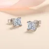 Kolczyki biżuterii Silver 2ct 4ct 18K Białe złoto Plaked 925 Sterling VVS D Kolor Square MOISSANITE STUDE