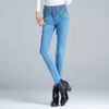 Jeans pour femmes hiver épais velours femmes taille haute maigre simple polaire chaud slim fit stretch dames décontracté denim crayon pantalon 231206