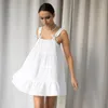 Casual klänningar bekväm bomull vit klänning u nack slip kvinnor 2023 sommar hemkläder kvinnlig vestidos