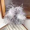 Chouchous en plumes d'autruche, bandes élastiques pour cheveux, attaches pour cheveux pour femmes, gros intestin, anneau en Satin, accessoires pour cheveux pour filles