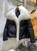 Mulheres Coletes Annsirgra Inverno Mulheres Pato Branco Para Baixo Jaqueta Grosso Quente Solto Casaco Natural Real Gola De Pele De Luxo Outerwear Moda 231207