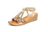 Klänningskor 2023 Ladies Summer Sandals Classic Bohemian Open Toe Roman Rhinestone Fashion Trend Platform Wedge