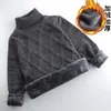 Cardigan Fashion Boys Plus Velvet Sweaters Autumn Winter Kids Clothing Baby Knit Turtleneck Pullover Children Cotton Jumper Tops 231207