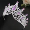 Hair Clips Bridal Purple Crown Shining Rhinestones Alloy Headwear For Girls Women Ladies