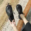 Dress Shoes Big Size Leather Loafers Women 2023 Spring Autumn Designer For English Lanyard Soft Base Casual Mujer Shoe