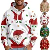 Hoodies masculinos papai noel gráfico moletom com cordão pullovers baggy navidad jumper na moda celebração est sudaderas